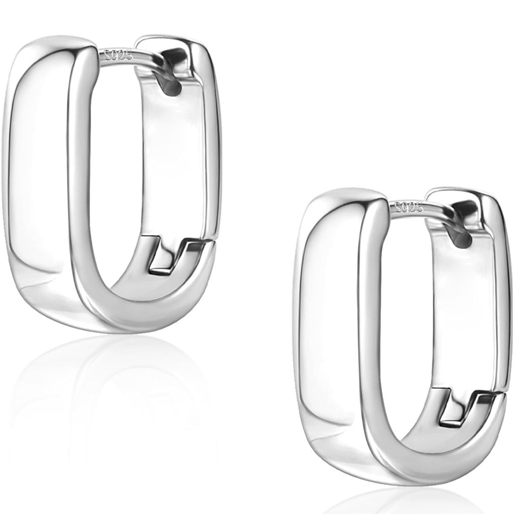 Silver Chunky Huggy Hoop Earrings - Picture 2 of 2